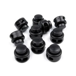 Kordelstopper mit zwei löchern 13 x 15 mm rund - Schwarz (10 Stücke)