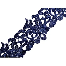 Bestickte spitze breite 70–75 mm - Berliner blau (1 Meter)