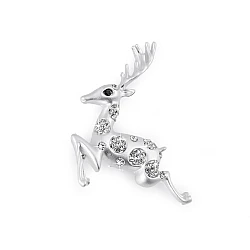 Brosche mit geschliffenen steinchen hirsch - Silber hell (1 Stück)