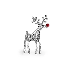 Brosche mit geschliffenen steinchen rentier - Silber (1 Stück)