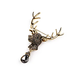 Brosche mit geschliffenen steinchen hirsch - Gold (1 Stück)