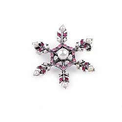 Brosche mit geschliffenen steinchen schneeflocke - Pink (1 Stück)