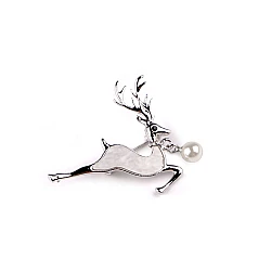 Brosche mit geschliffenen steinchen und perle hirsch - Silber (1 Stück)