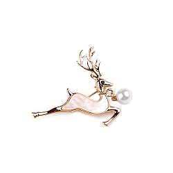 Brosche mit geschliffenen steinchen und perle hirsch - Gold (1 Stück)