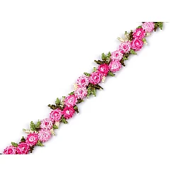 Bestickte borte mit 3d blumen breit 15 mm - Pink (9 Meter)