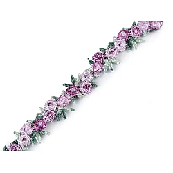 Bestickte borte mit 3d blumen breit 15 mm - Hellviolett (9 Meter)