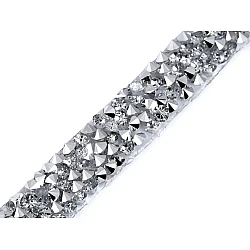 Borte mit steinchen, breite 12 mm, zum aufbügeln - Silber (9 Meter)