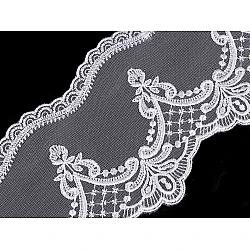 Bestickte borte auf monofil breite 12,5 cm - Weiß (1 Meter)