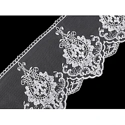 Bestickte borte auf monofil breite 15 cm - Weiß (1 Meter)