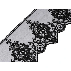 Bestickte borte auf monofil breite 15 cm - Schwarz (1 Meter)