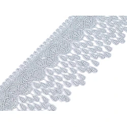 Ätzspitze mit fransen breite 80 mm - Taubengrau (1 Meter)