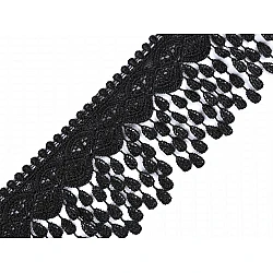 Ätzspitze mit fransen breite 80 mm - Schwarz (1 Meter)