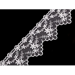 Bestickte spitze auf monofil, breite 65 mm - Weiß (1 Meter)