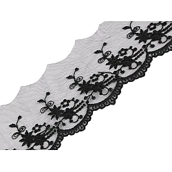 Bestickte spitze auf monofil, breite 70 mm - Schwarz (1 Meter)