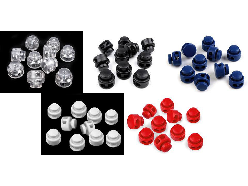 Kordelstopper mit zwei löchern 13 x 15 mm rund - Schwarz (10 Stücke)