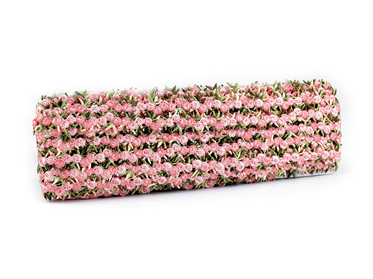 Bestickte borte mit 3d-blumen, breite 20 mm - Rosa (1 Meter)