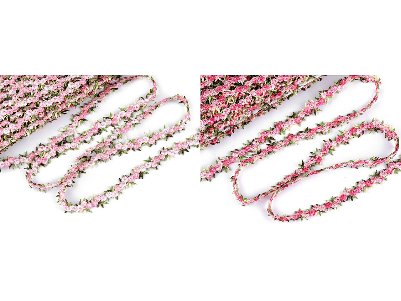 Bestickte borte mit 3d-blumen, breite 20 mm - Rosa (1 Meter)