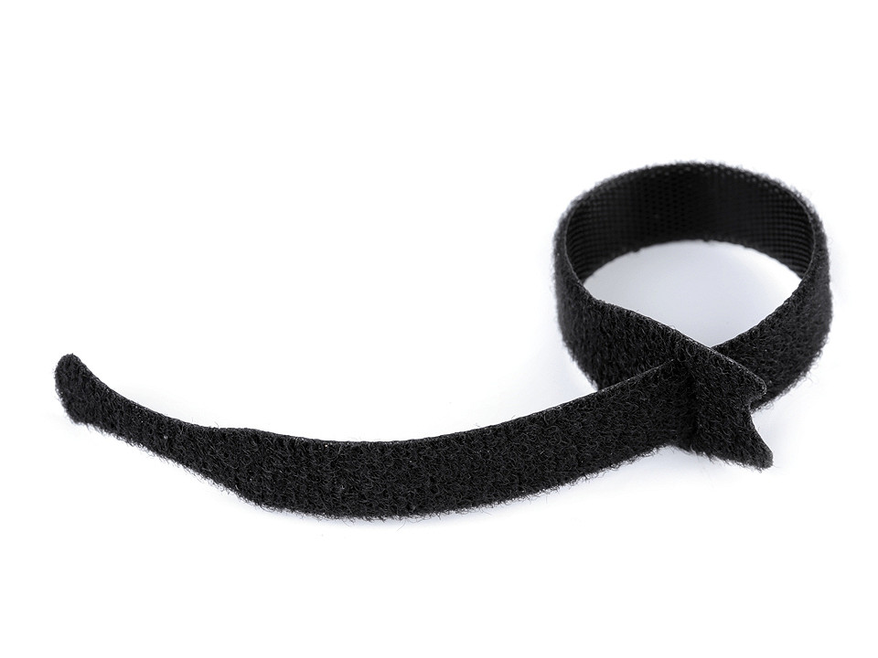 Klett-kabelbinder, länge 15; 20 cm - Schwarz (10 Stücke)