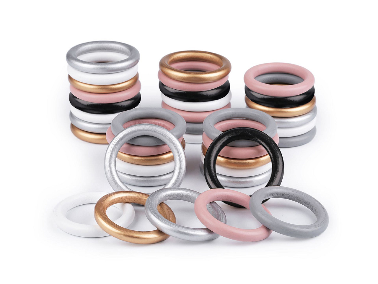 Farbiger holzring außen-ø 50 mm - Silber (20 Stücke)